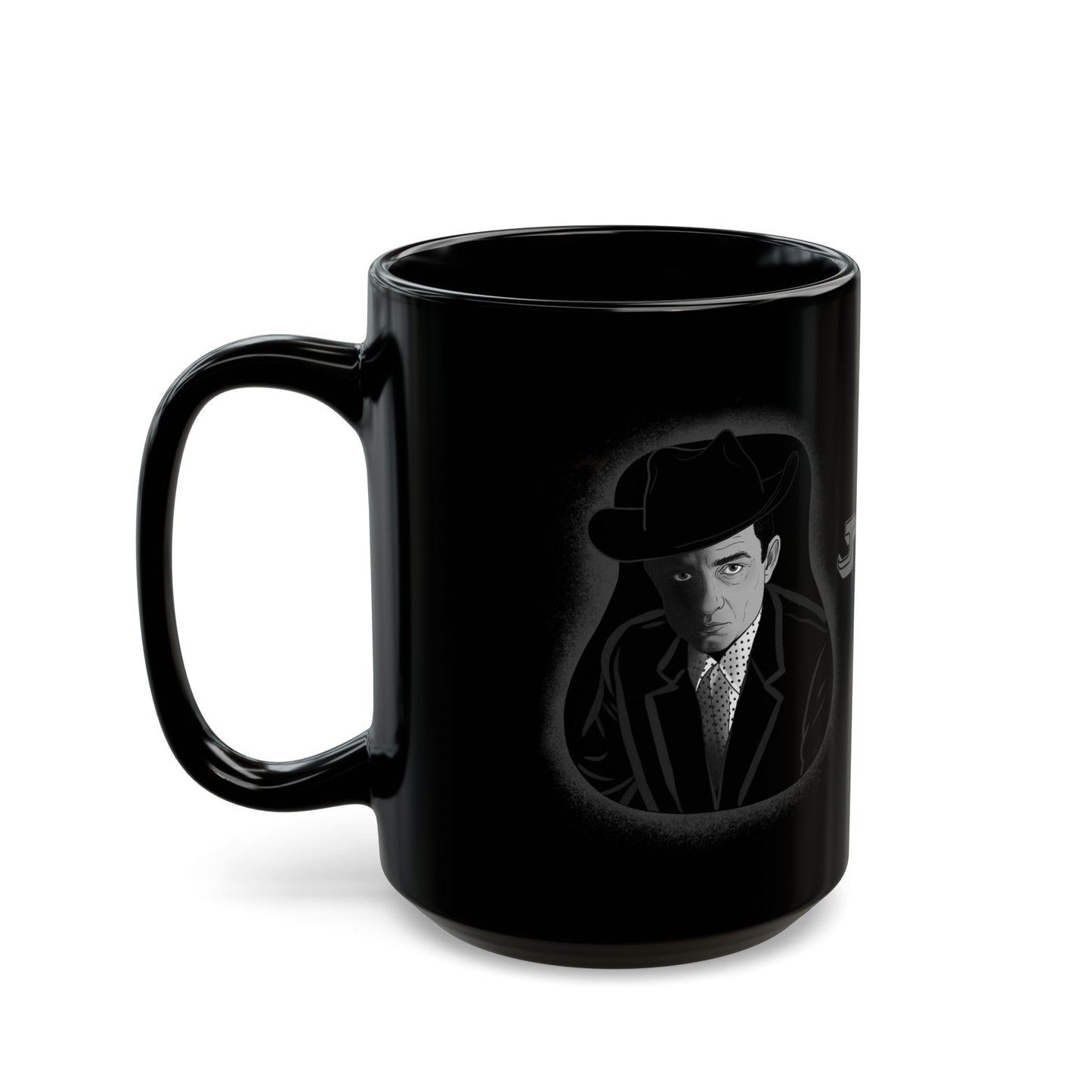 Johnny Cash Black Coffee Mug — Retro Western Musician Tribute (11oz & 15oz)