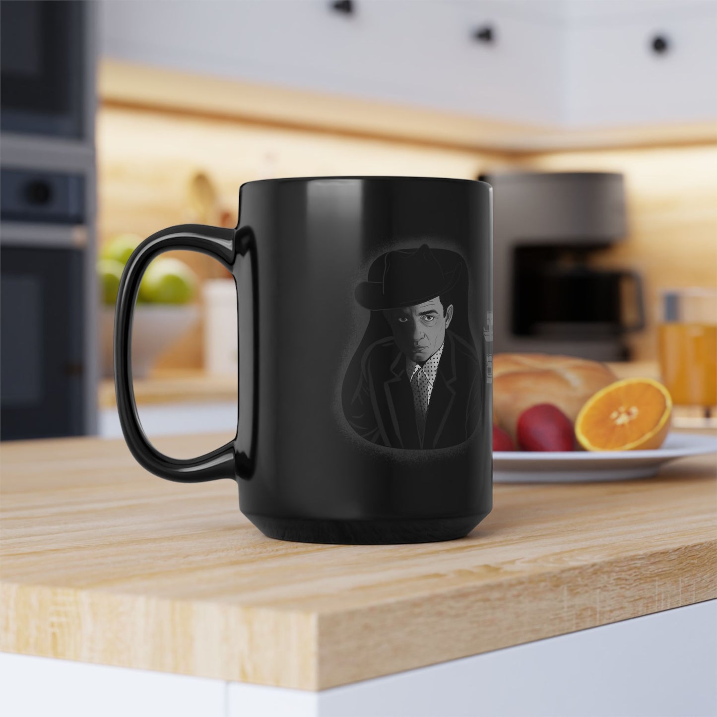 Johnny Cash Black Coffee Mug — Retro Western Musician Tribute (11oz & 15oz)